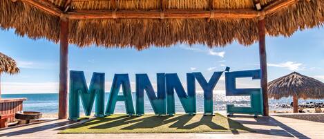 Sun-loungers, beach towels