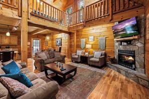 Smart TV, chimenea, videojuegos y reproductor de DVD 