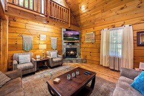 Smart TV, fireplace, video games, DVD player