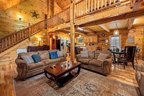 Smart TV, fireplace, video games, DVD player