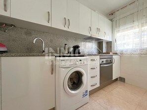 Fridge, microwave, coffee/tea maker, toaster