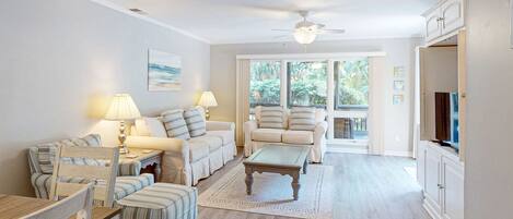 TV, DVD player, books