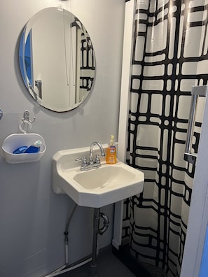 Shower, towels, toilet paper