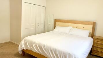 1 chambre, bureau, fer et planche à repasser, lit parapluie