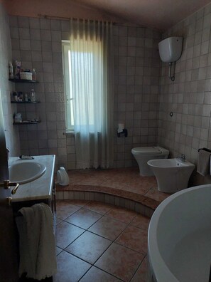 Shower, hair dryer, bidet, toilet paper