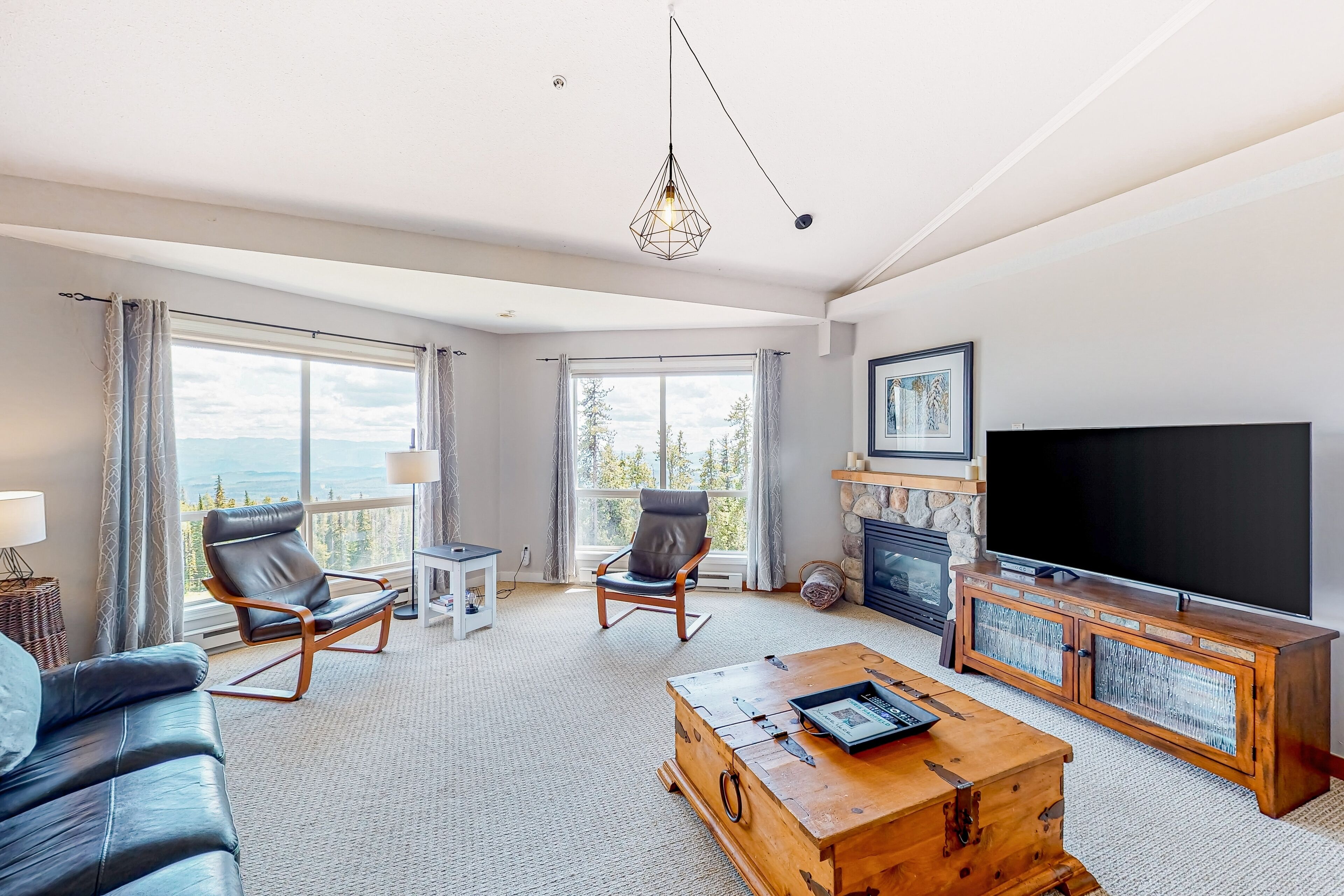 Televisión y chimenea 