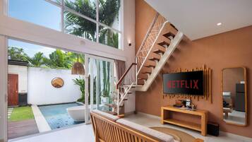 Royal Smart One Bedroom Villa with Private Pool | Living area | 50-inch LED TV with digital channels, TV, Netflix