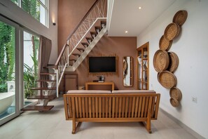 Royal Smart One Bedroom Villa with Private Pool | Living area | 50-inch LED TV with digital channels, TV, Netflix - Aeera Villa Canggu by Ini Vie Hospitality (Canggu)