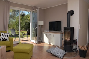 Télévision, cheminée, chaßne hi-fi
