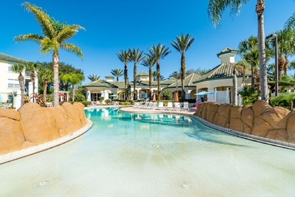 Outdoor pool, a heated pool - 8-301 Heated pool, gated resort near Disney World, gym, game room, tennis  (Kissimmee)