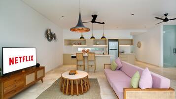 Royal 3 Bedroom Villa with Private Pool | Living area | 50-inch LED TV with satellite channels, Netflix, streaming services