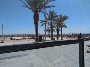 Utsikt mot strand/hav