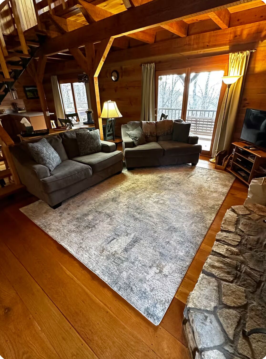 TV, fireplace, DVD player, books