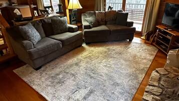 TV, fireplace, DVD player, books