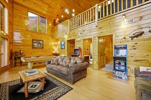 Smart TV, fireplace, video games, DVD player