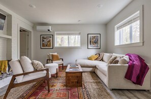 Televisión, chimenea y libros