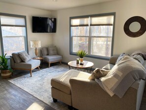 Smart TV, foosball, stereo