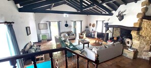 Smart TV, fireplace, video games, table football