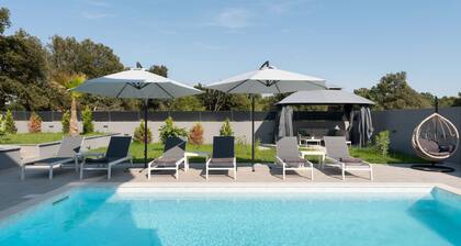 modern villa in a quiet location with a large garden