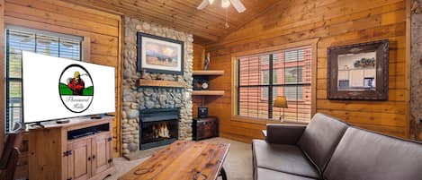 Smart TV, fireplace, DVD player