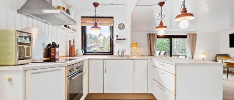 Fridge, stovetop, coffee/tea maker