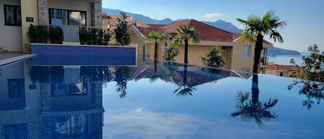 An infinity pool, a heated pool