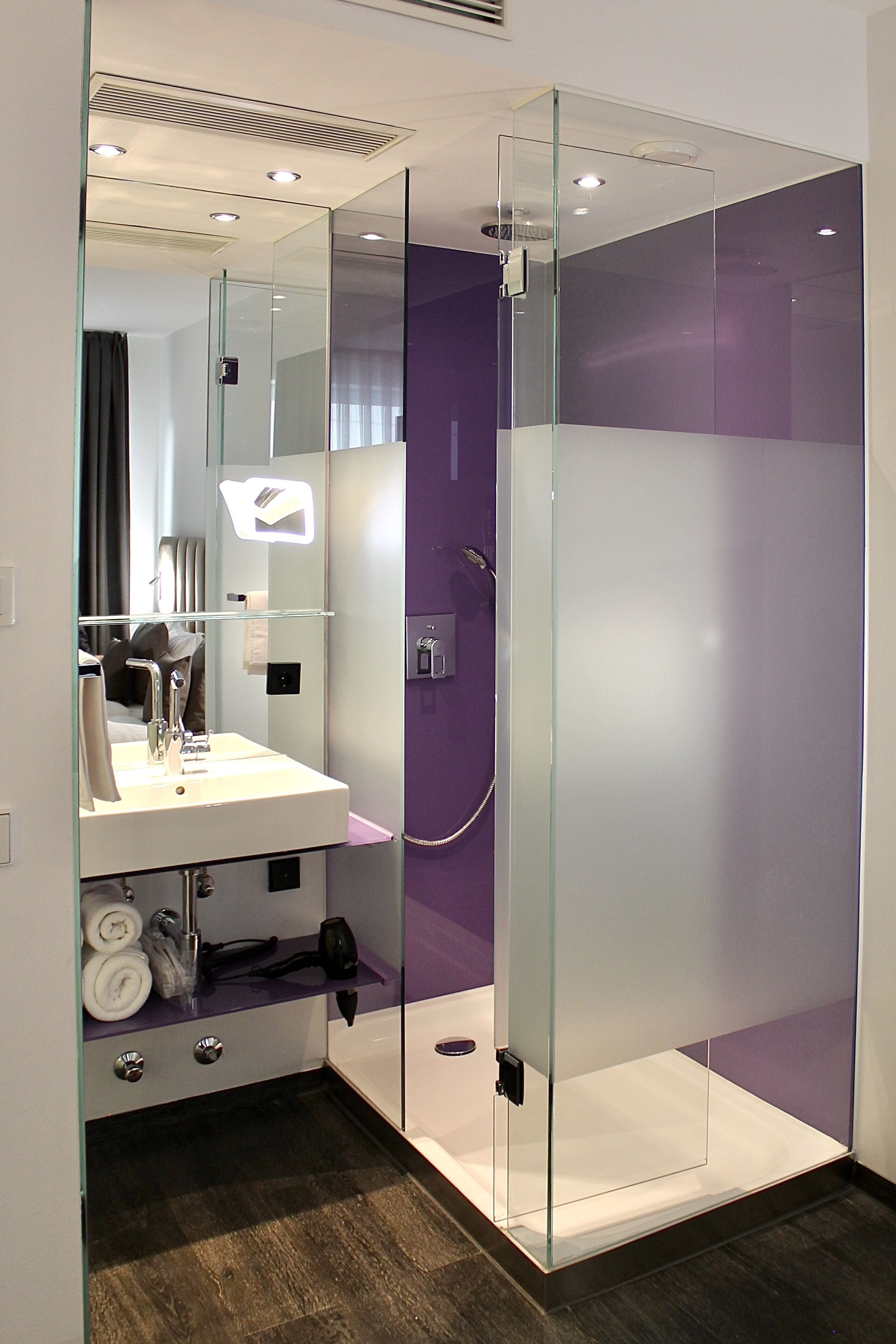 Bathroom | Shower, rainfall showerhead, hair dryer, slippers