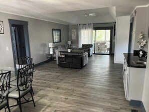 TV, fireplace, DVD player, stereo