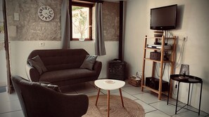 Télévision, lecteur de DVD, livres, chaîne hi-fi