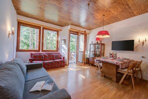 21-inch flat-screen TV with satellite channels