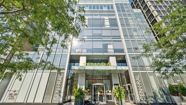 A modern building with the name 'SENIORAL' prominently displayed on the facade. - Sentral Michigan Avenue (Chicago)