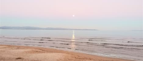 ビーチの近く、サンラウンジャー