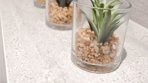 Three glass vases with plants and pebbles on a countertop. - Stunning Flat / Walk to town & beach / Bournemouth (Bournemouth)