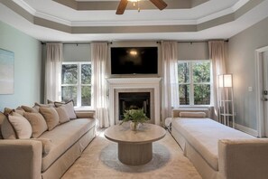 Smart TV, foosball, books, offices