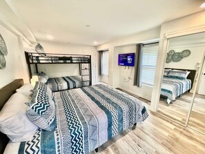 7 bedrooms, memory-foam beds, desk, iron/ironing board