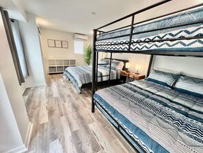 7 bedrooms, memory foam beds, desk, iron/ironing board