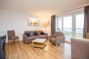 Télévision, cheminée, chaîne hi-fi