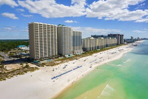 On the beach - Always on BeachTime! Platinum 5 Star! Huge Balcony, Beachfront! Discounts! (Panama City Beach)
