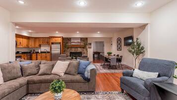 Smart TV, fireplace, foosball, offices