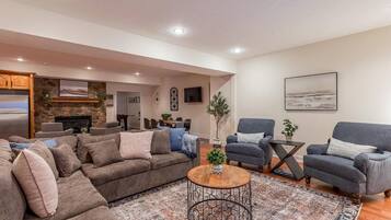 Smart TV, fireplace, table football, offices