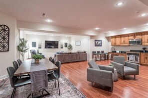 Smart TV, fireplace, foosball, offices