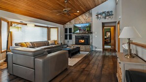 TV, fireplace, table tennis