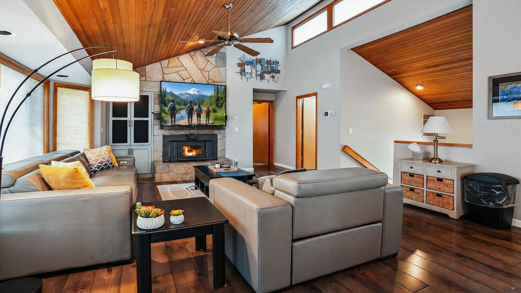 TV, fireplace, table tennis