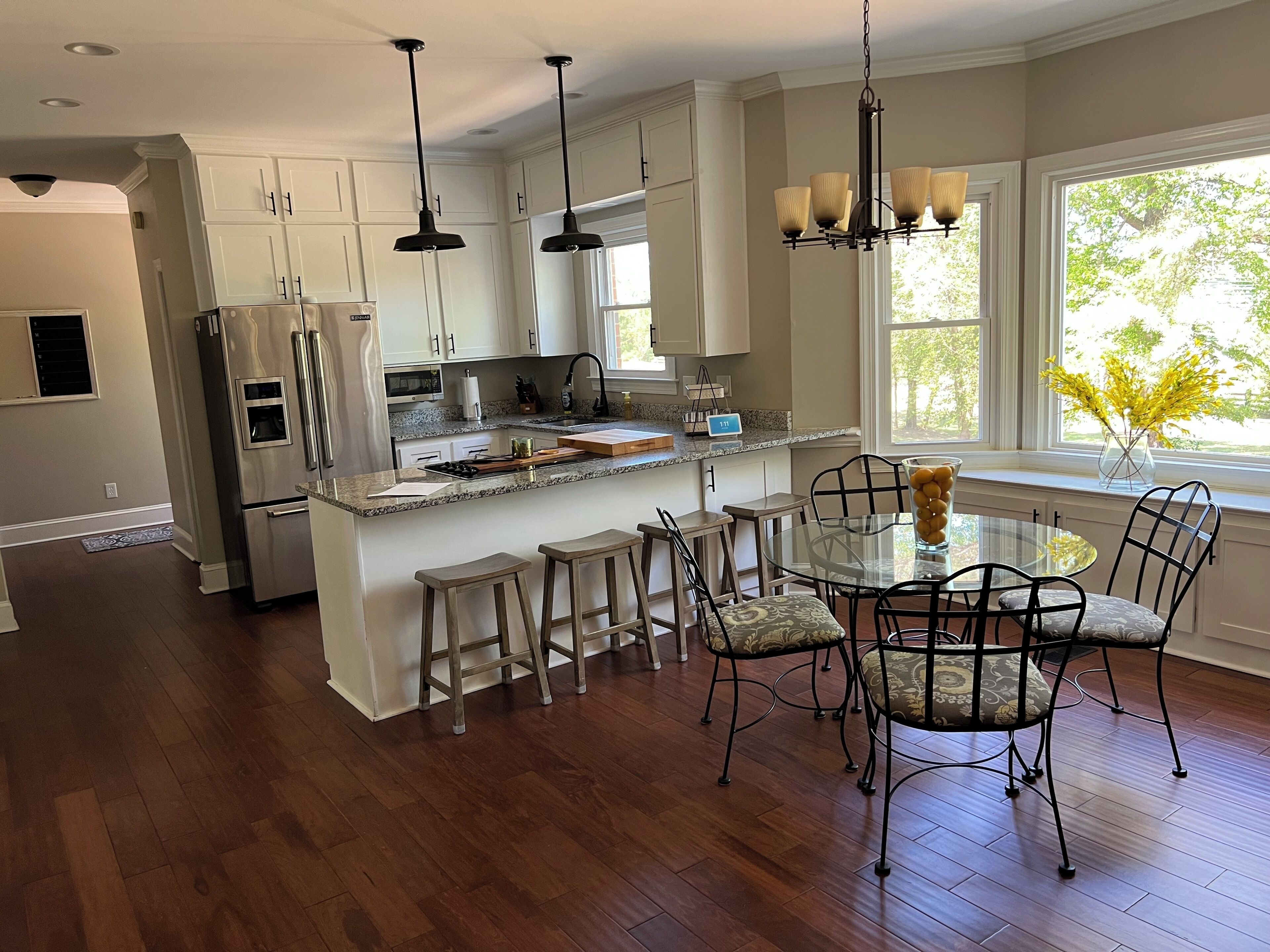 Large open Kitchen with Double Ovens. With Bar and Breakfast Seating for 8
