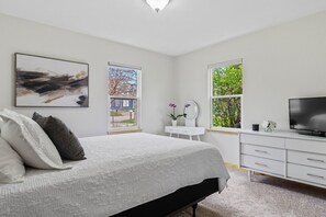 2 bedrooms, desk, iron/ironing board, travel cot