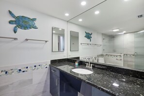 Bathtub, hair dryer, towels