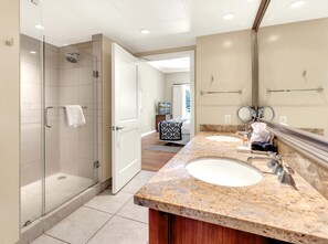 Shower, hair dryer, towels - KBM Resorts | FREE CAR | Honua Kai Konea | Remodeled 2-Bedroom Condo with Easy Pool Access! HKK-104 (Lahaina)