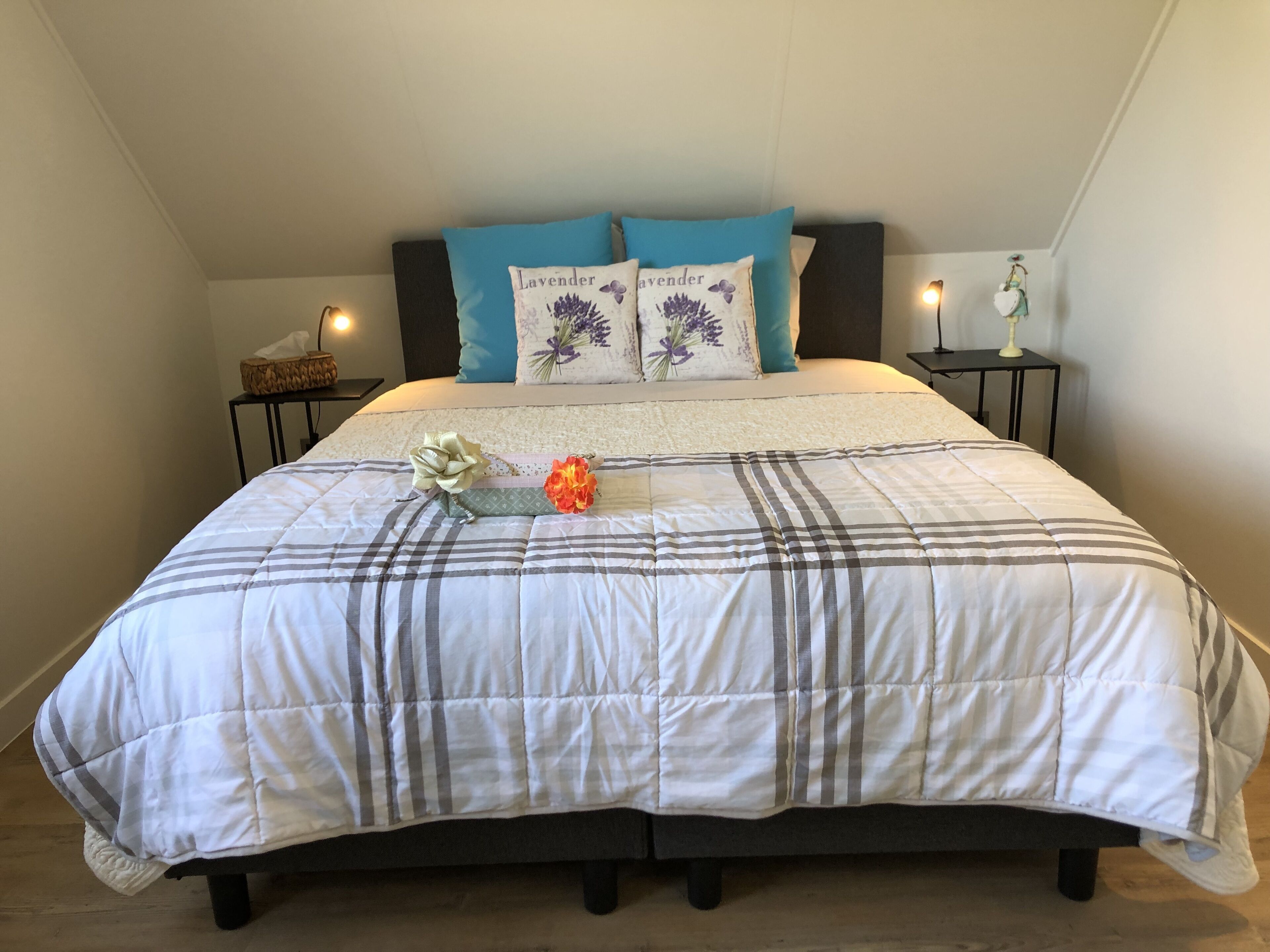 4 slaapkamers, een bureau, een strijkplank/strijkijzer, reisbedje