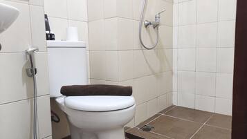 Chambre | Salle de bain | Douche, articles de toilette gratuits, serviettes fournies, shampoing