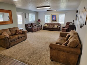 Smart TV, DVD player, table football, books